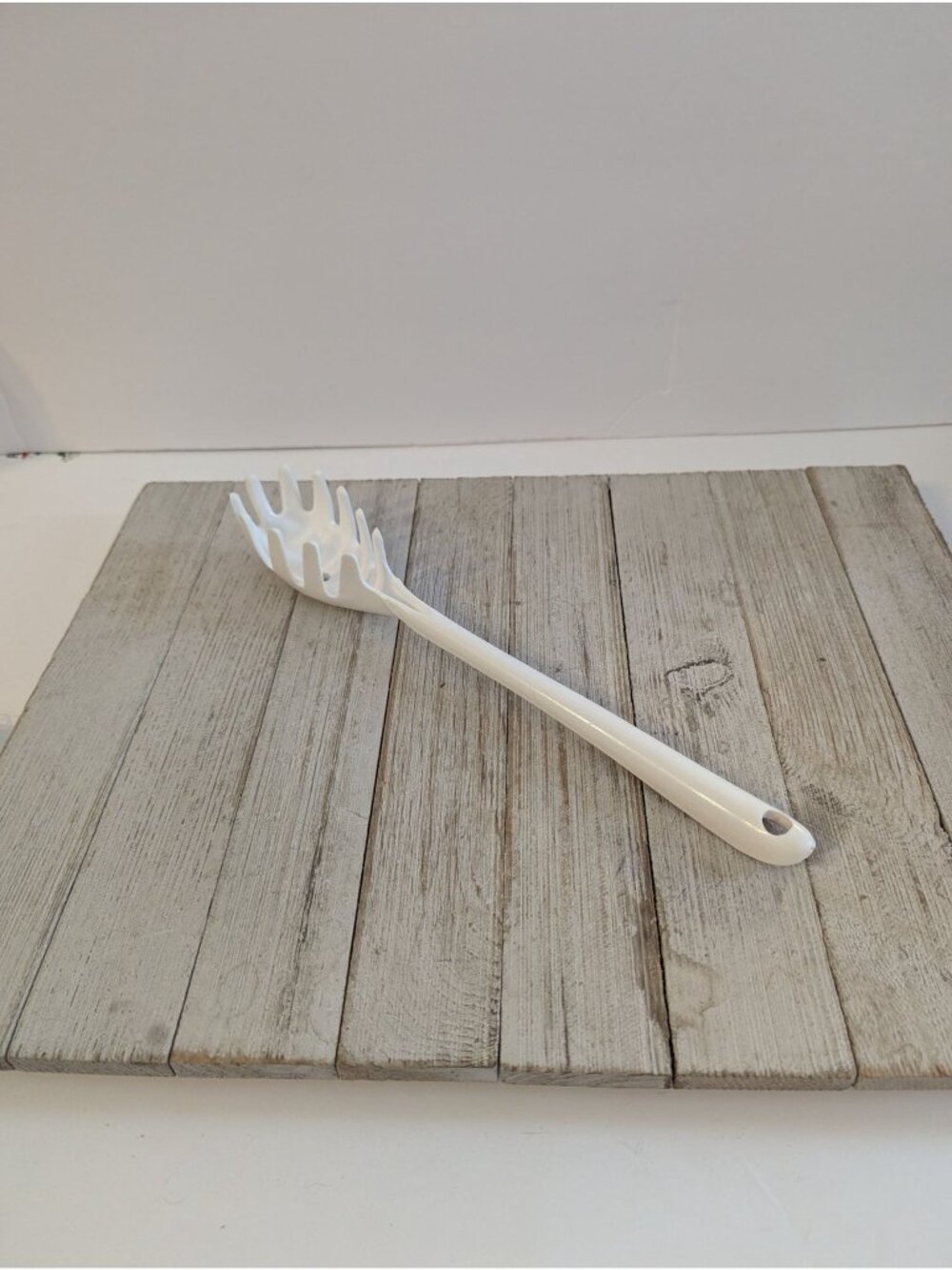 Vintage Spaghetti Pasta Fork White 11 1/4" Fork Server Spoon Nylon